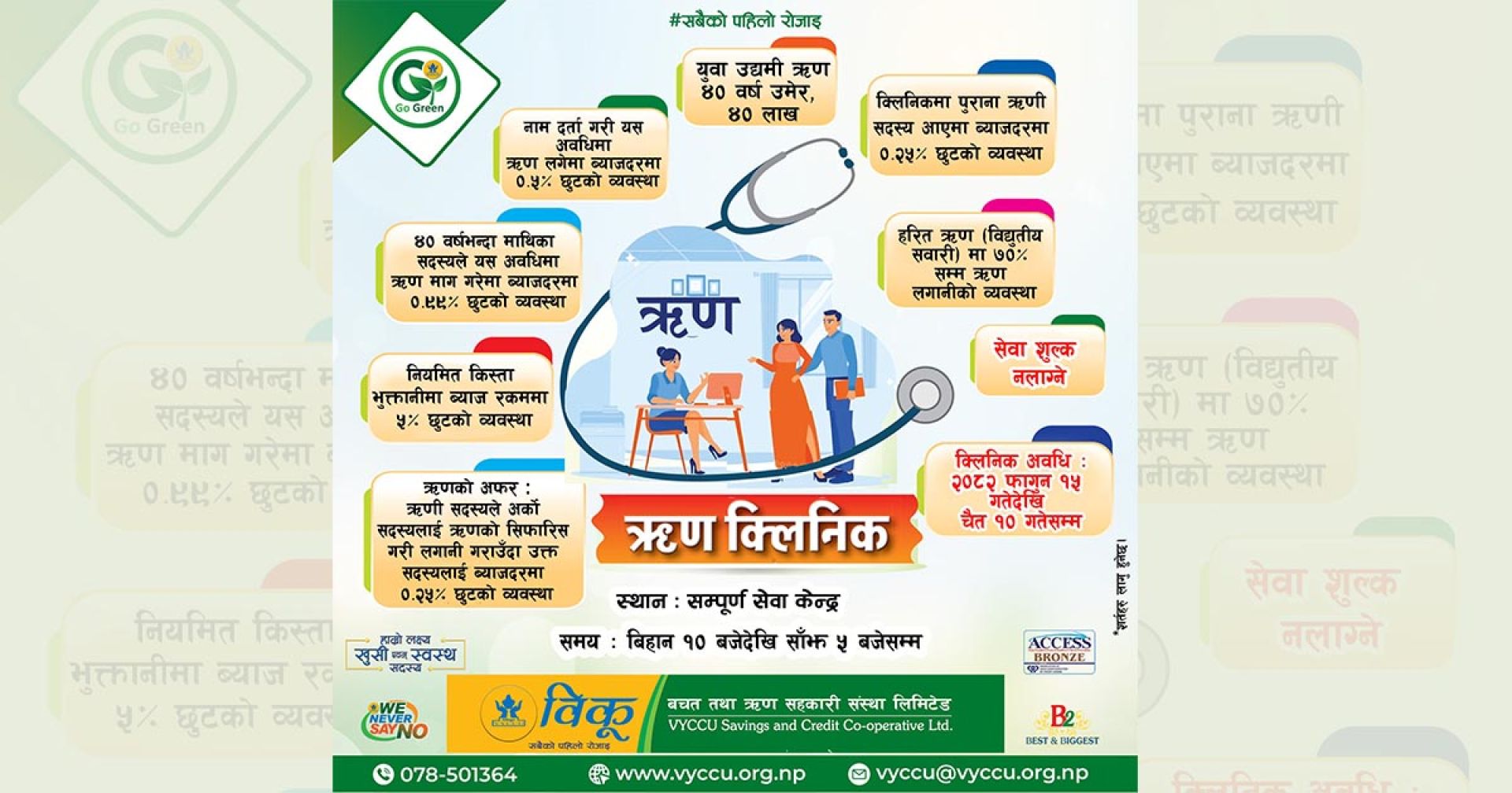 खुसी एवं स्वस्थ सदस्य निर्माणको लागि फागुन १५ गतेदेखि ‘ऋण क्लिनिक’ सञ्चालन गर्दै विकू
